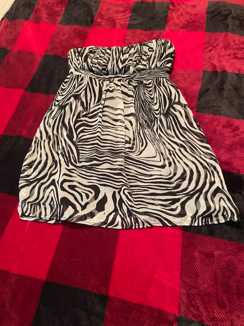 Strapless Zebra Print Tank Top - Black & White